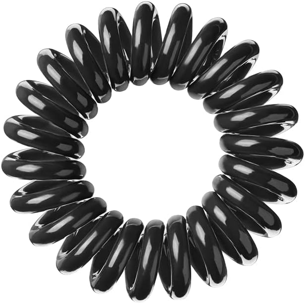 Invisibobble Original Hair Ties True Black 3 Pack | No Crease Spiral Hair Elastics