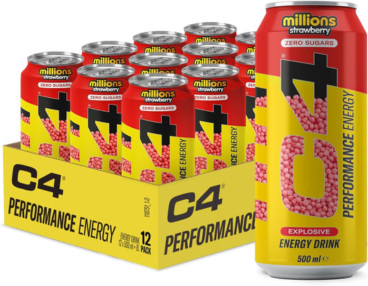 C4 Performance Energy Drinks Millions Strawberry 500ml - Pack of 12