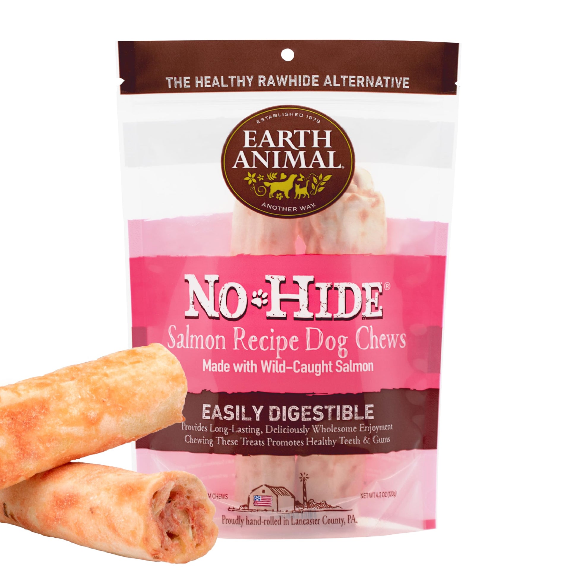 Earth Animal No Hide Salmon Medium Chews, 120g (2pk)