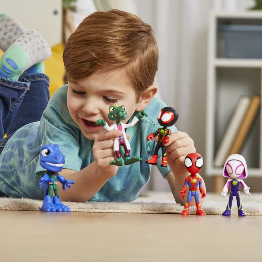 Spidey and His Amazing Friends Dino-Webs Dino Heroes & Lizard Set | Marvel Action Figure Pack