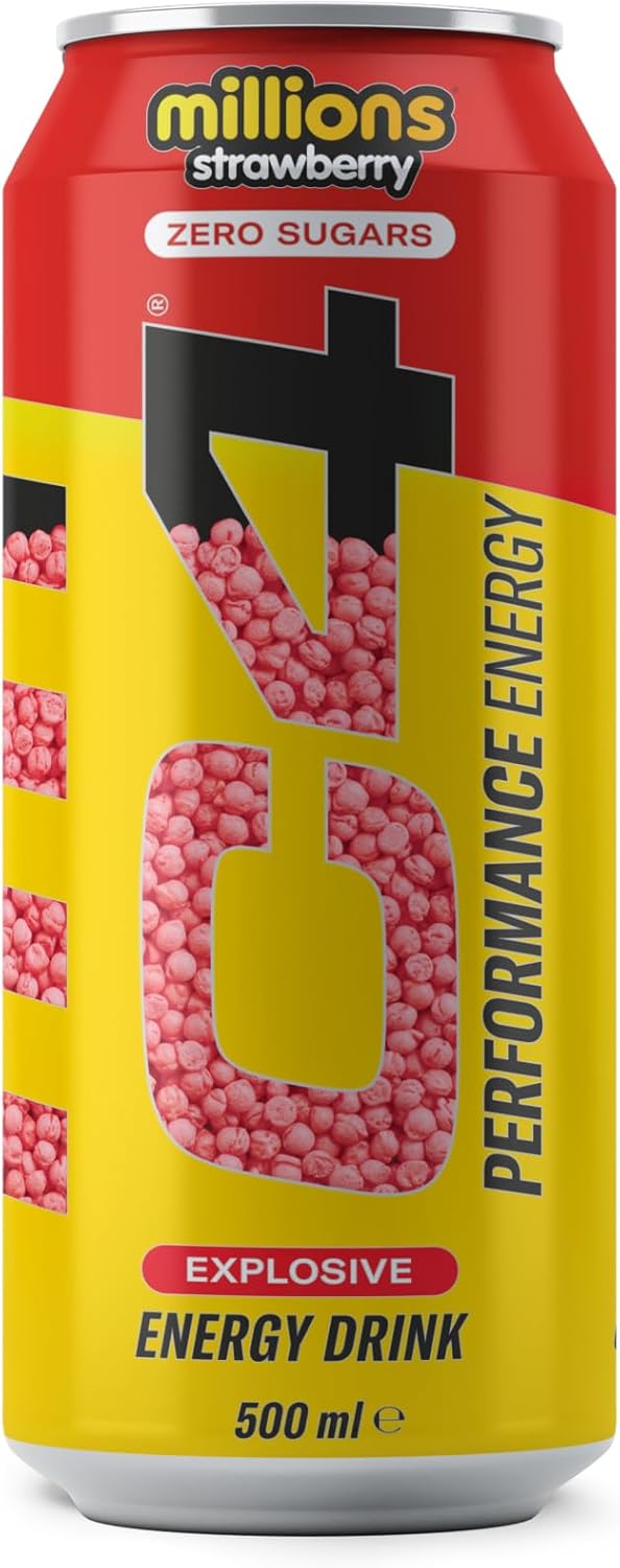C4 Performance Energy Drinks Millions Strawberry Sugar Free 500ml - Pack of 12