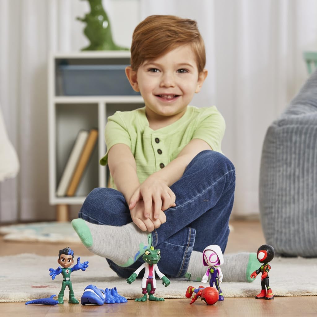 Spidey and His Amazing Friends Dino-Webs Dino Heroes & Lizard Set | Marvel Action Figure Pack