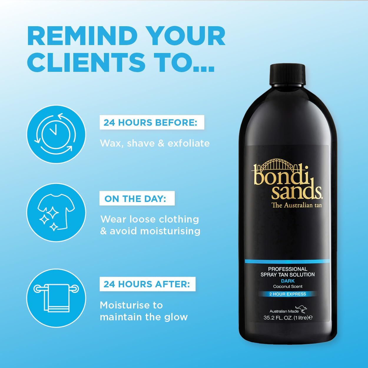 Bondi Sands Professional Spray Tan Solution Liquid Gold 1000ml | Salon-Grade 2-Hour Express Tanning