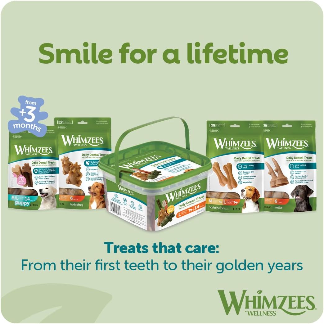 Whimzees Large Antler Dog Dental Chews - 6 Pack