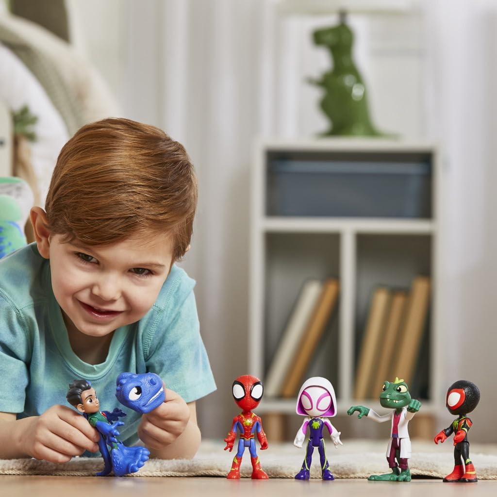 Spidey and His Amazing Friends Dino-Webs Dino Heroes & Lizard Set | Marvel Action Figure Pack