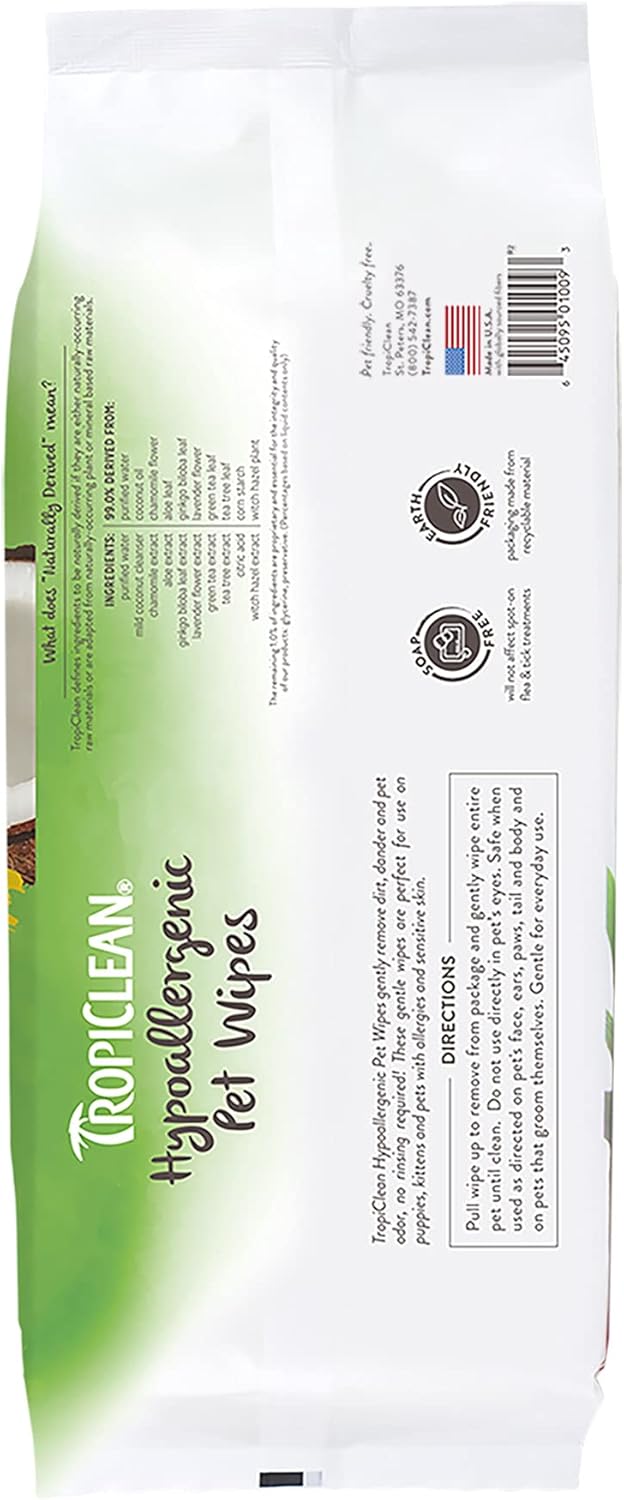 TropiClean Tropiclean Hypoallergenic Wipes 100s