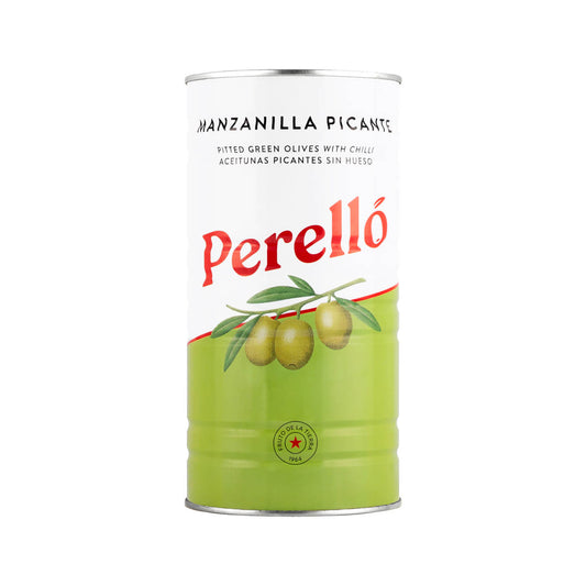 Perelló Pitted Manzanilla Picante Green Olives, 600g