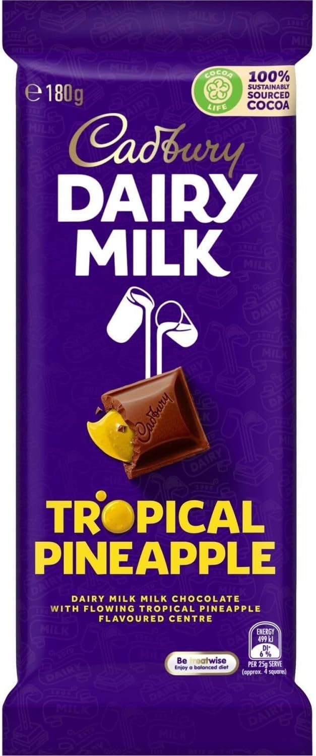 Cadbury Tropical Pineapple Chocolate Bar 180g | Fruity Milk Chocolate Treat