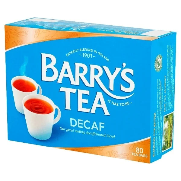 Barry’s Tea Decaf 80 Tea Bags 250g | Caffeine-Free Irish Black Tea