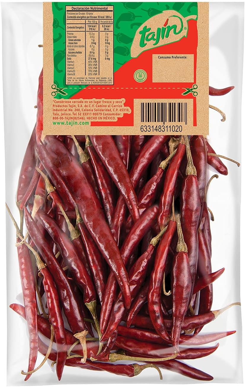 Tajin Dried Arbol Chillies 75g - BBE 12/12/2024