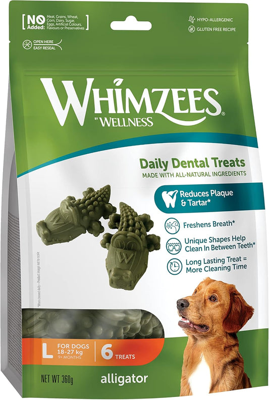 Whimzees Large Alligator Dog Dental Chews - 6 Pack