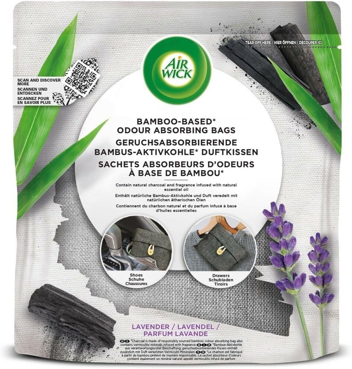 Air Wick Bamboo Odour Absorbing Bags Lavender - 6 x 60g - Edward Leonard Conroy Ltd