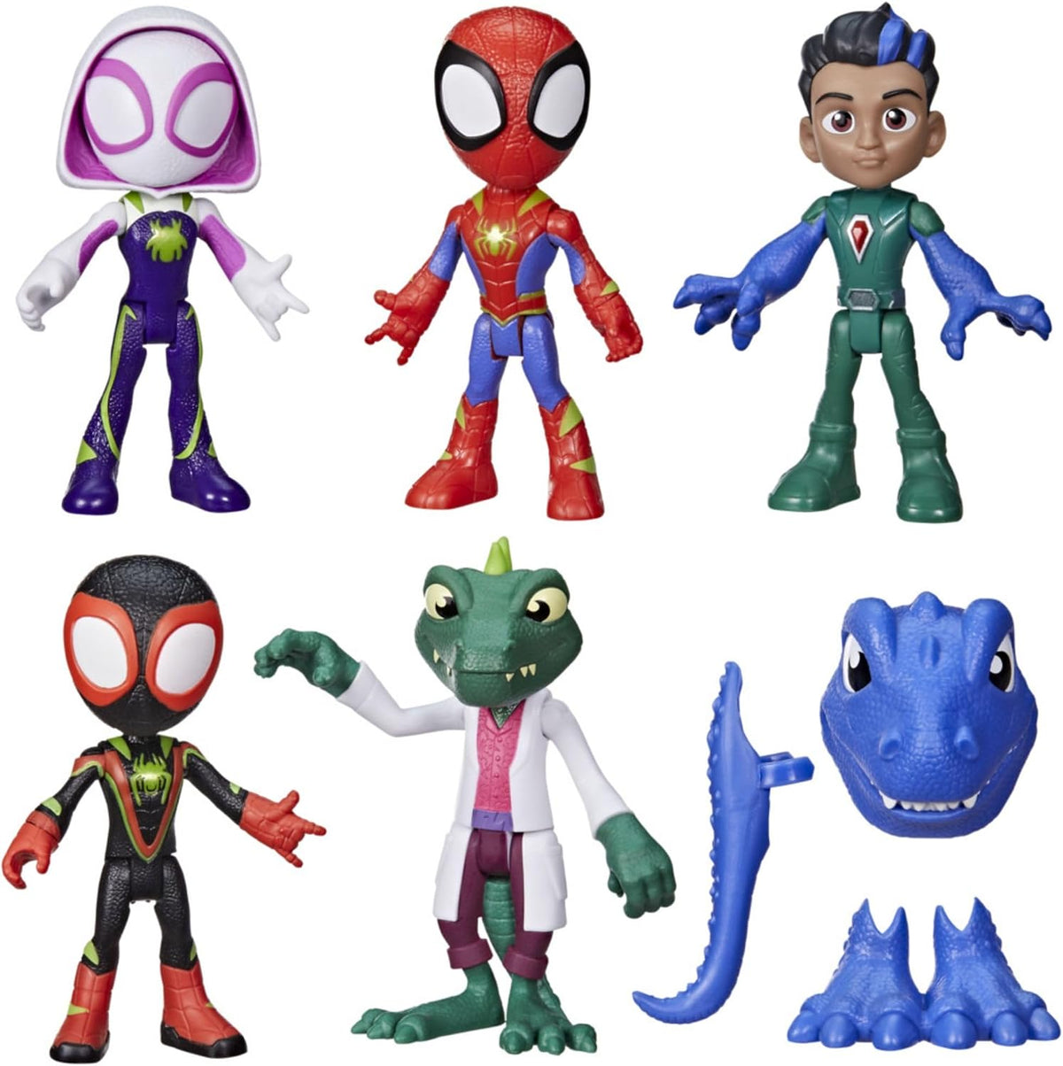 Spidey and His Amazing Friends Dino-Webs Dino Heroes & Lizard Set | Marvel Action Figure Pack