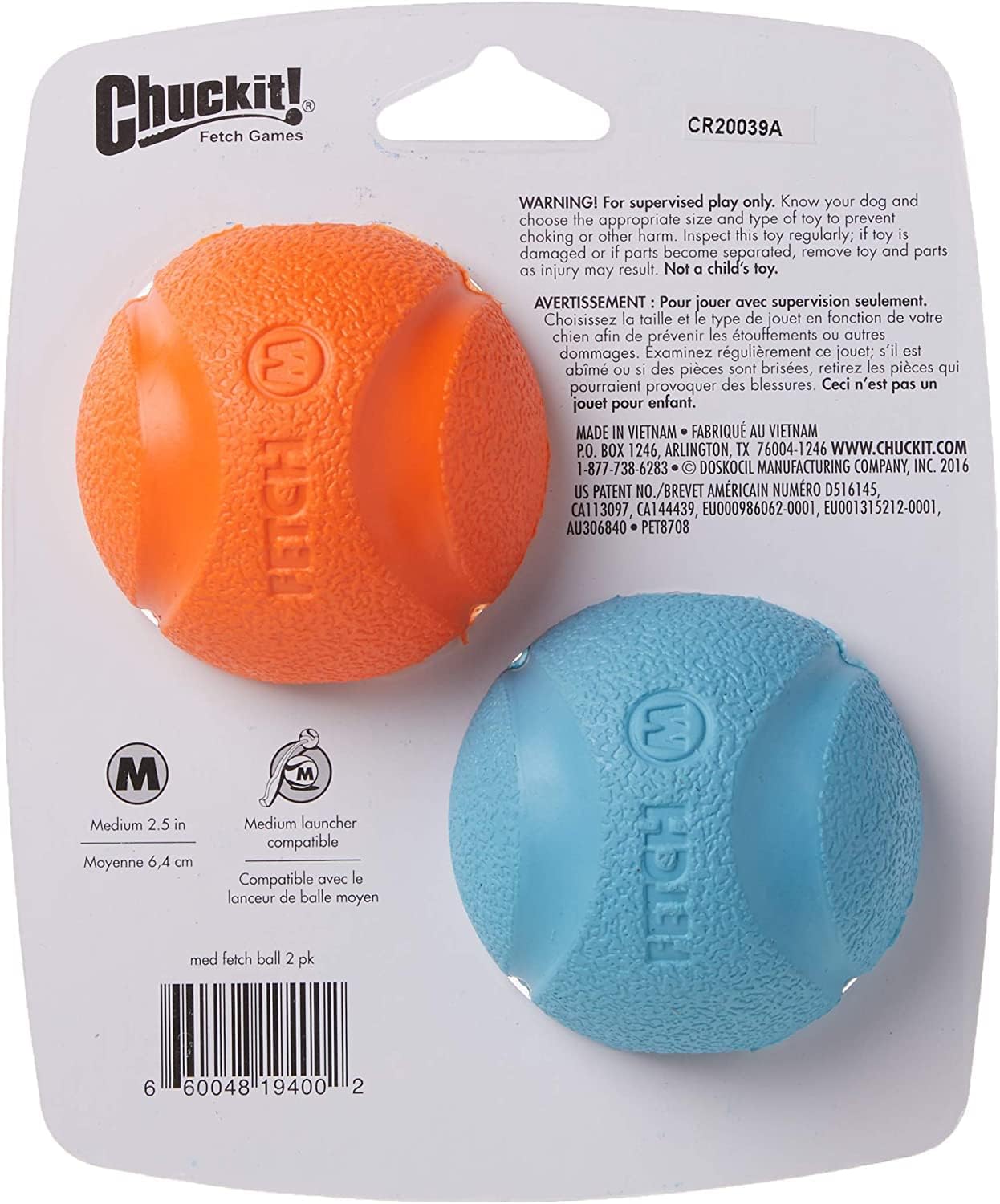 Chuckit! Fetch Ball 2 Pack Medium 6.5cm