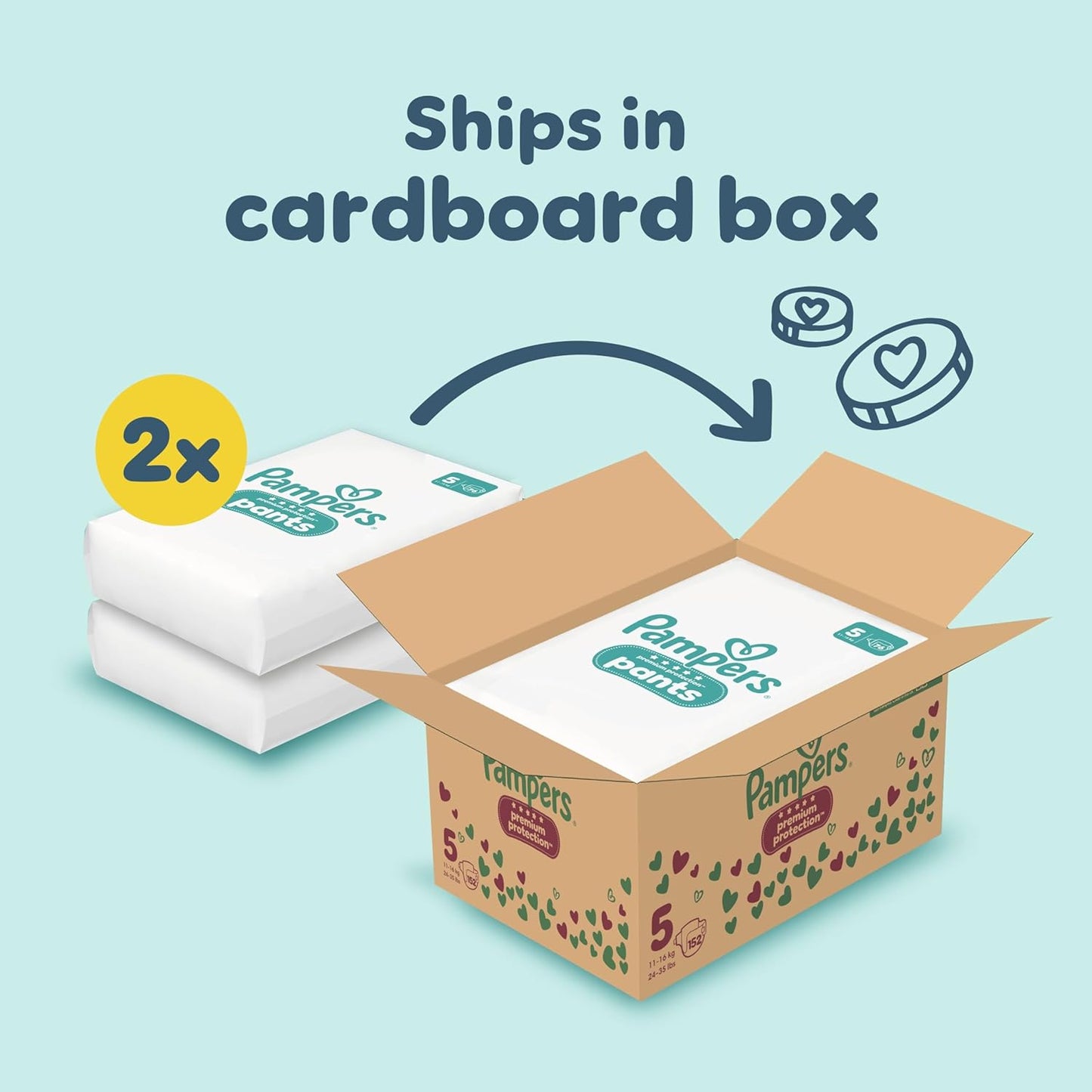 Pampers Premium Protection Baby Nappies, Size 5 (11-16kg / 24-35lbs) x152