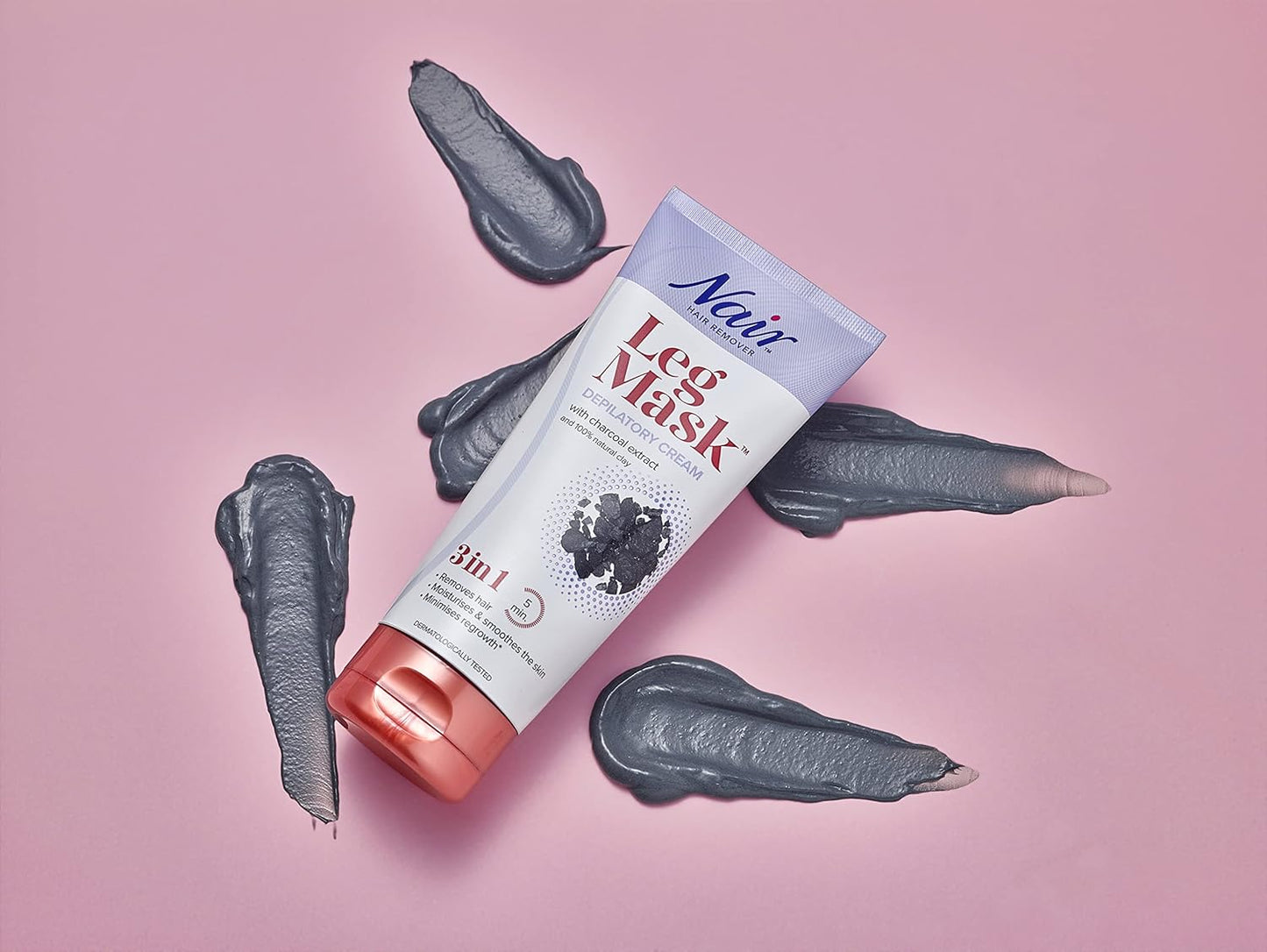 Nair Leg Mask Depilatory Cream 3 in 1 Hair Remover with Charcoal 180ml