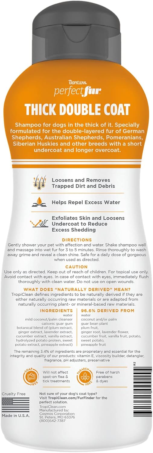 TropiClean Perfect Fur Thick Double Coat Shampoo for Dogs