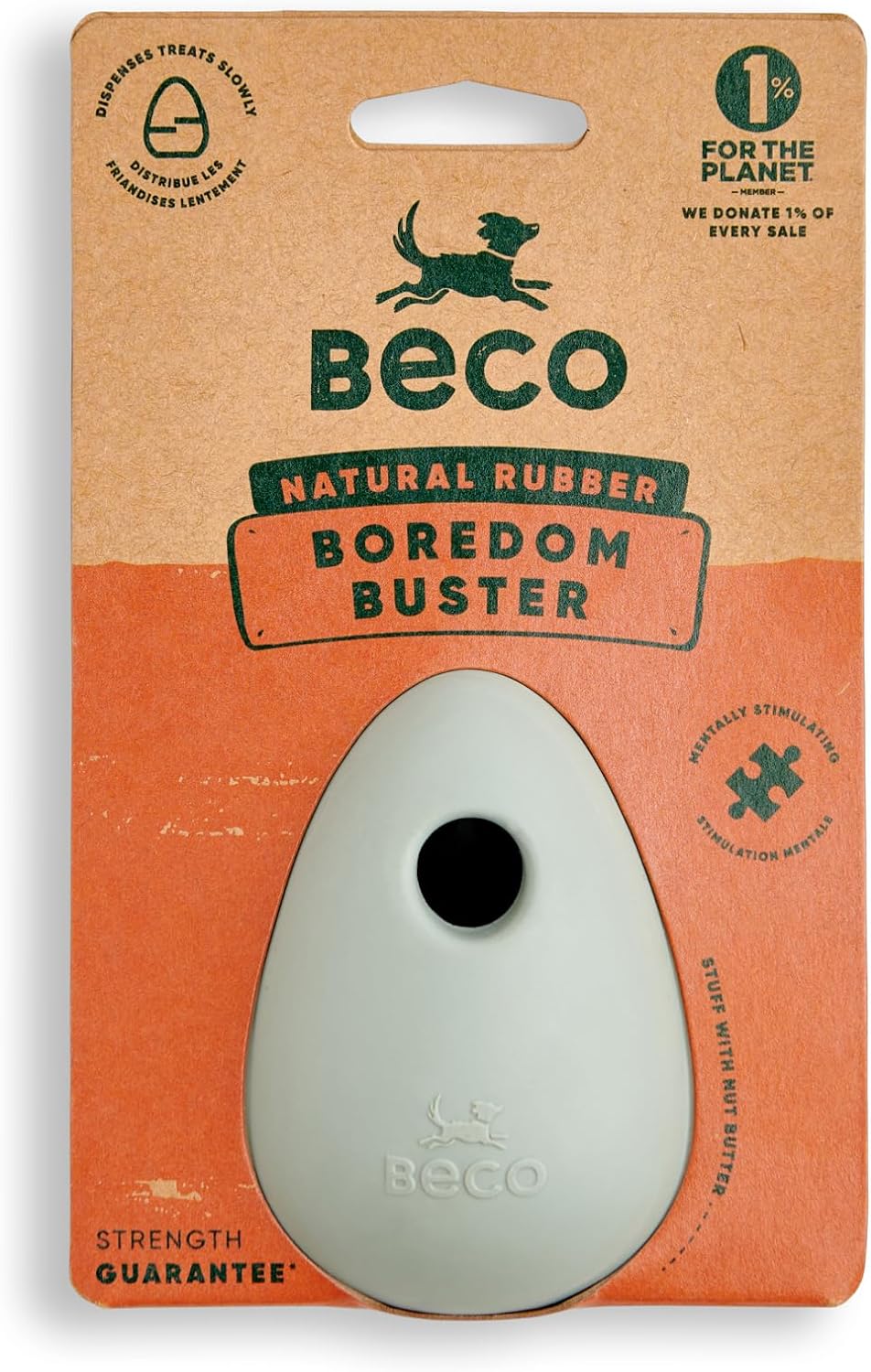 Beco Natural Rubber Boredom Buster Dog Toy Green | Treat Dispensing Enrichment Puzzle Toy