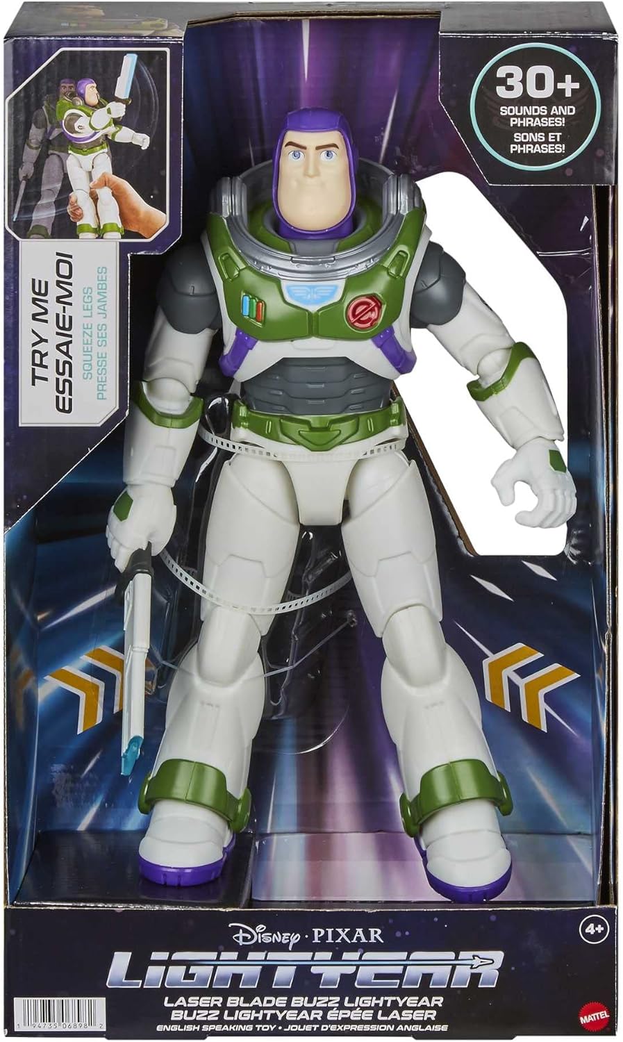 Disney Pixar Laser Blade Buzz Lightyear 12" Action Figure Toy with Lights & Sounds