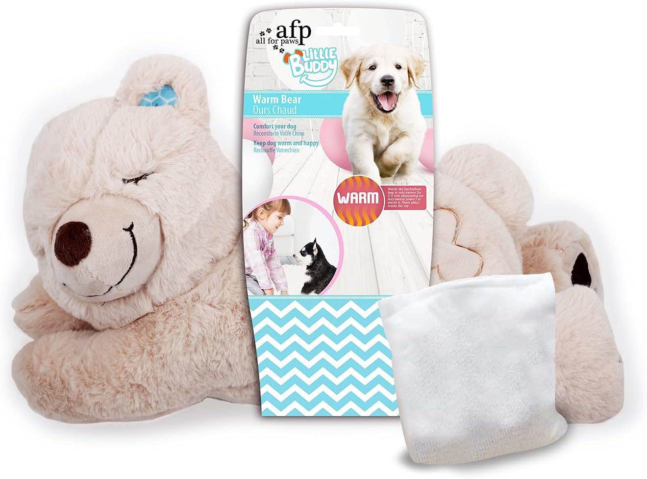 All For Paws AFP Little Buddy Warm Bear | Comfort & Warming Plush Toy for Dogs