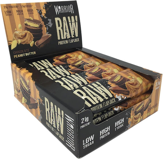 Warrior RAW Protein Flapjack Chocolate Peanut Butter Bar x12