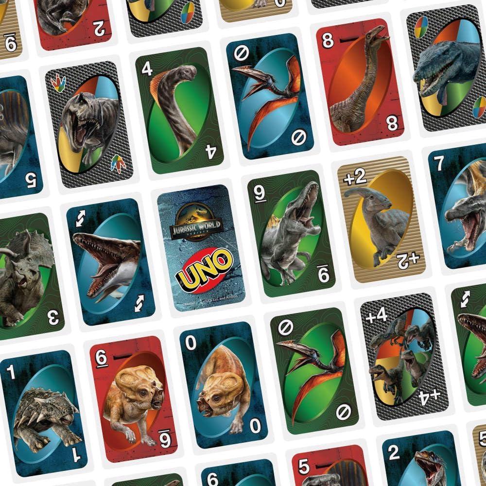 Mattel Games UNO Jurassic World Rebirth Card Game (JFT28) | Movie Edition Deck