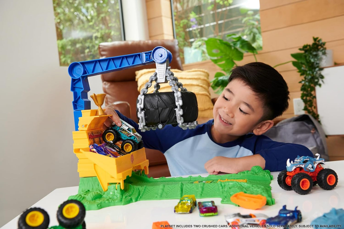 Hot Wheels Monster Trucks Rhinomite Chargin’ Challenge Playset With 1:64 Truck | Crash & Launch Stunt Arena Set