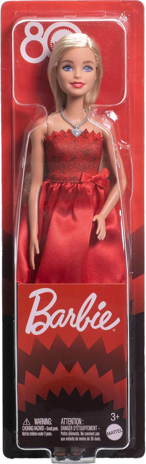 Barbie Mattel 80th Anniversary Ruby-Red Celebration Fashion Doll | Collectible Doll with Silvery Accessories