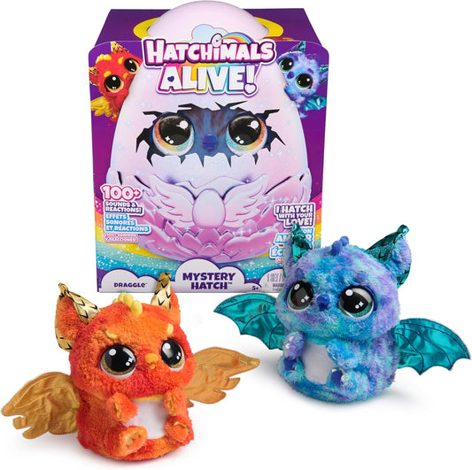 Hatchimals Alive, Mystery Hatch Draggle, Surprise Interactive Toy and Egg with Mist