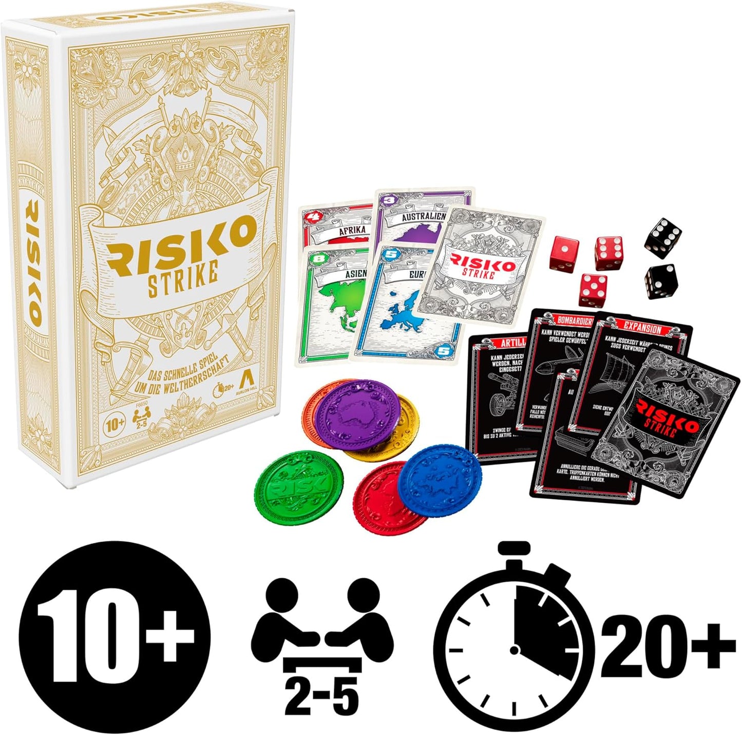Risk Strike Cards and Dice Game, Quick-Playing Strategy Card Game for 2-5 Players