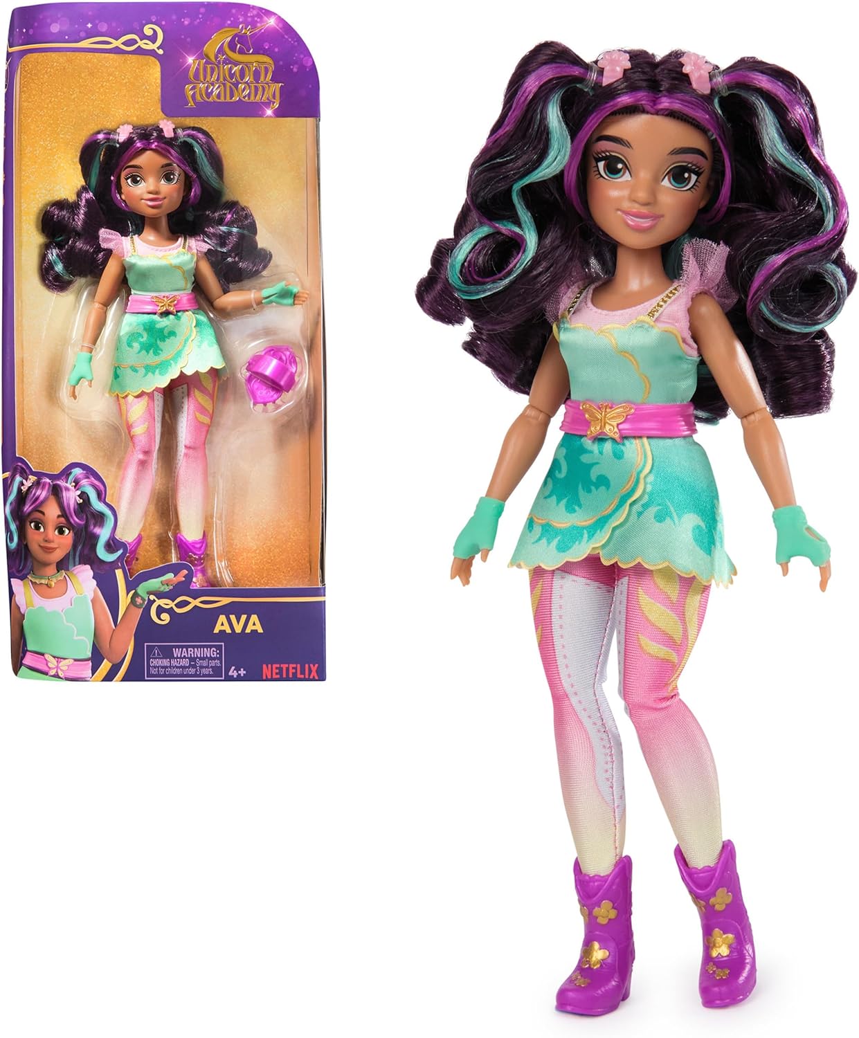 Unicorn Academy, Ava Doll with Highlighted Hair, Accessories and Hair Styling Tool