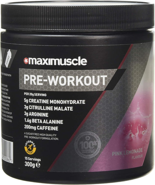 Maximuscle Pre-Workout Pink Lemonade 300g - BBE 13/03/2024 - Edward Leonard Conroy Ltd