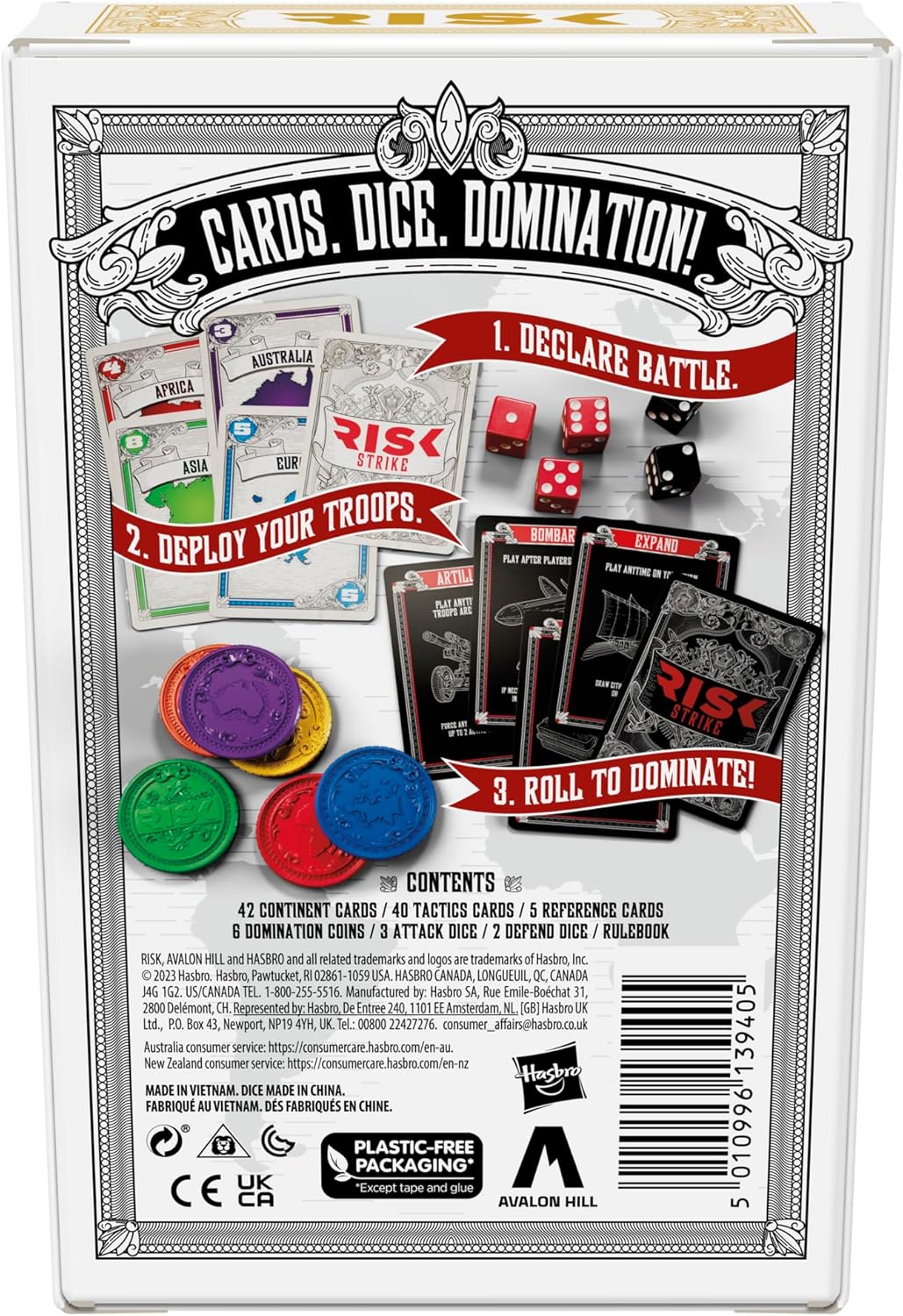 Risk Strike Cards and Dice Game, Quick-Playing Strategy Card Game for 2-5 Players