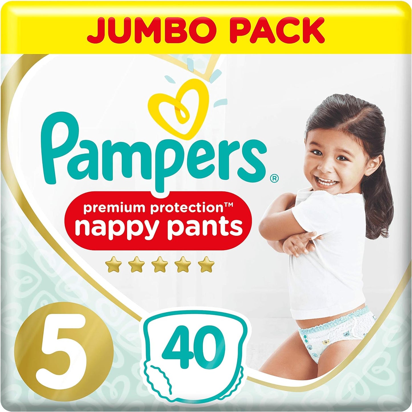 Pampers Premium Protection Nappy Pants, Size 5 (12-17kg / 26-37lb) x40 - Edward Leonard Conroy Ltd