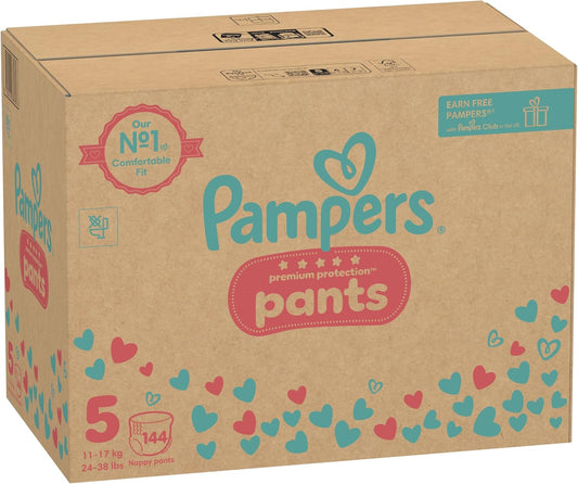 Pampers Premium Protection Nappy Pants, Size 5 (12-17kg / 27-38lbs) x144 Nappies