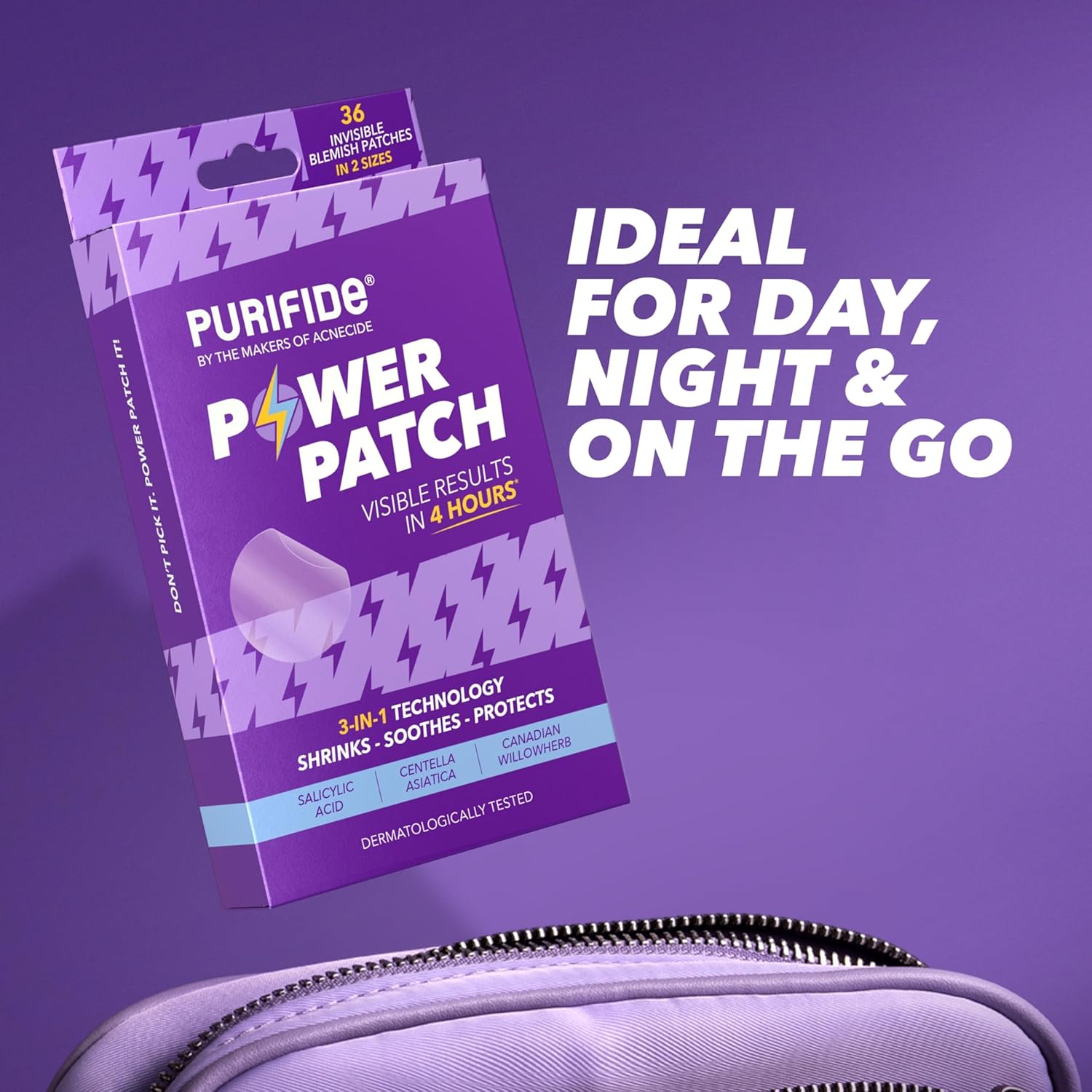 Purifide Power Patch acne spot treatment with visible results in 4 hours ideal for day and night use
