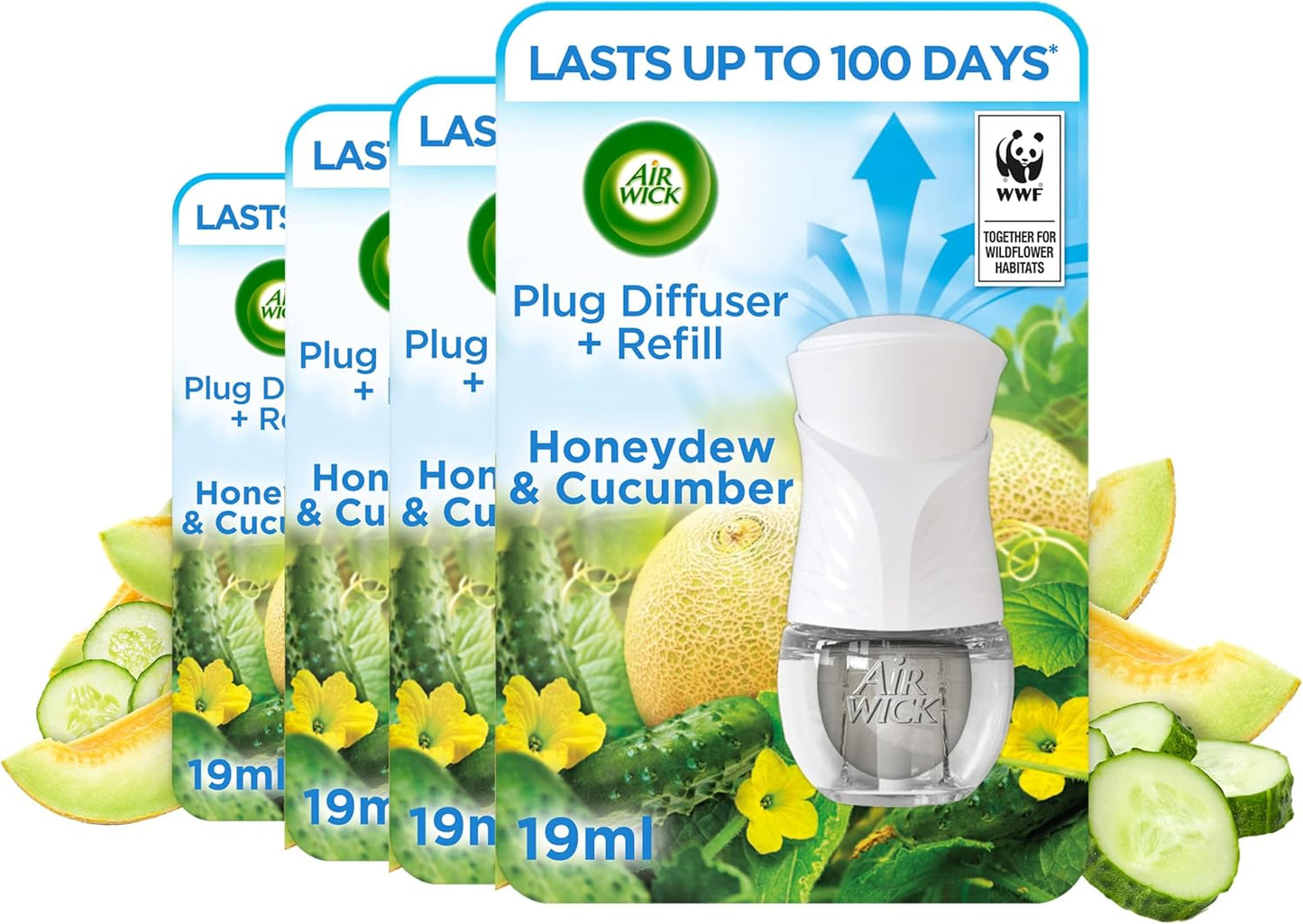 Air Wick Plug-In Kit Honeydew and Cucumber - 4x Kits: 4x Plug Diffusers + 4x 19ml Refills (76ml) - Edward Leonard Conroy Ltd