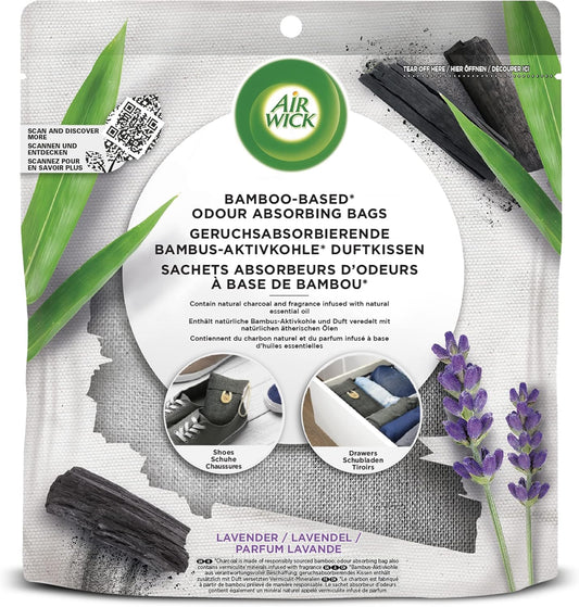 Air Wick Bamboo Odour Absorbing Bags Lavender - 6 x 60g
