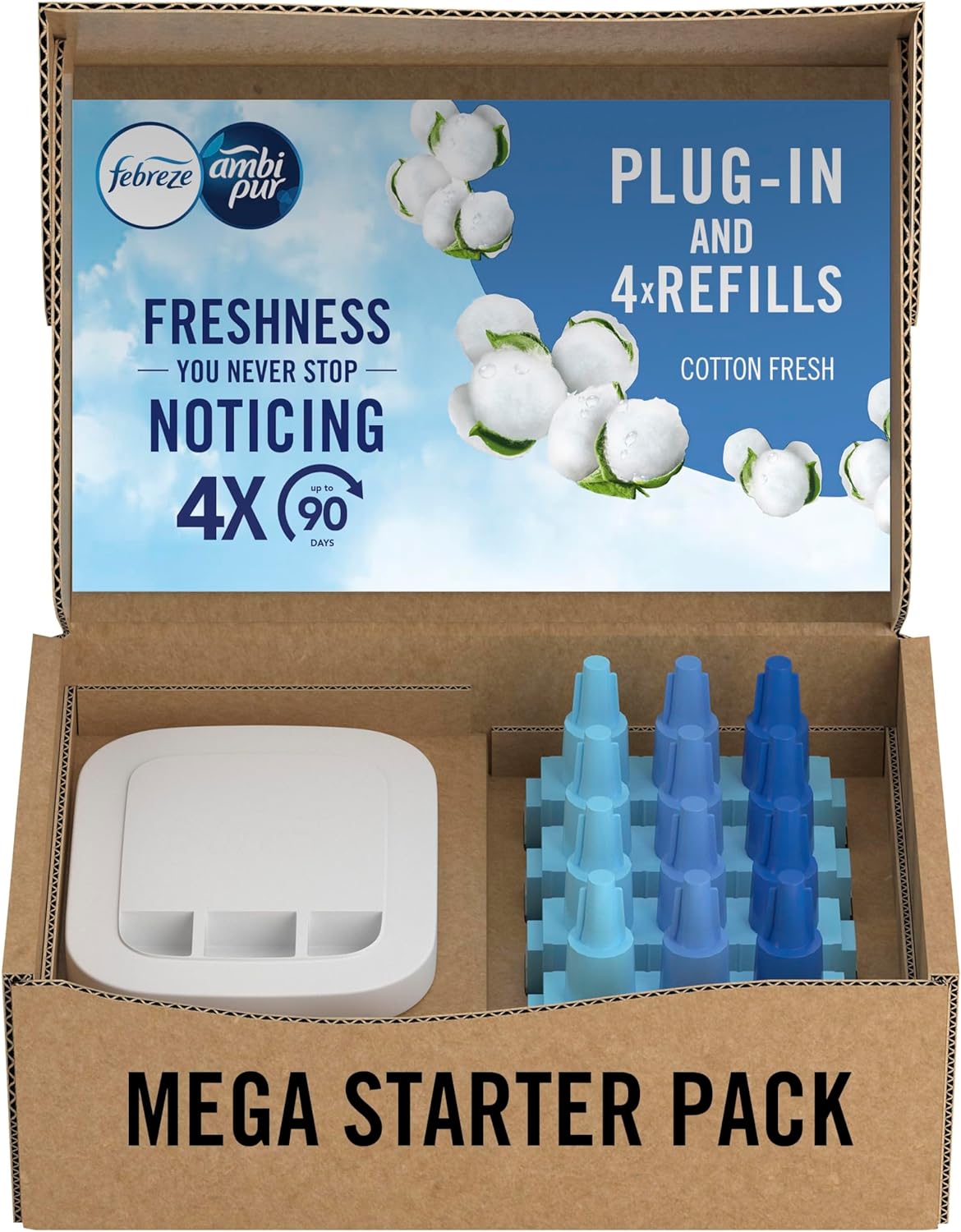 Febreze 3Volution Air Freshener Plug In Starter Kit Cotton 80ml (20ml x 4) - Edward Leonard Conroy Ltd