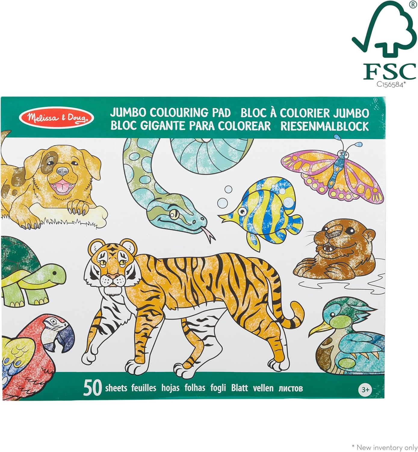 Melissa & Doug Jumbo Colouring Pad Animals | 50-Sheet Extra-Large Art Pad