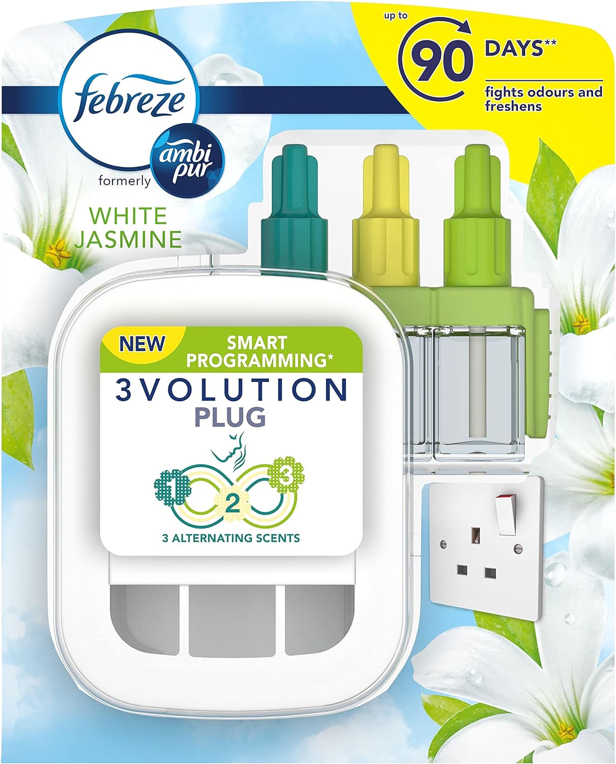 Febreze 3Volution Air Freshener Plug In Starter Kit White Jasmine 60ml (20ml x 3)