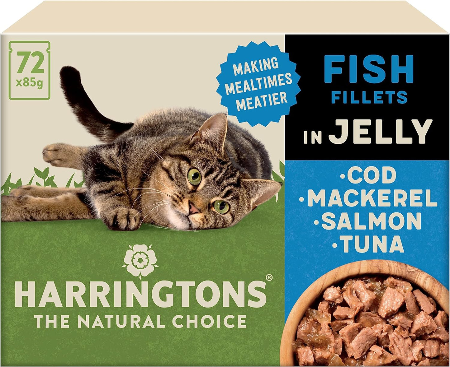 Harringtons Wet Cat Food Grain-Free Fish in Jelly 72 x 85g - Edward Leonard Conroy Ltd