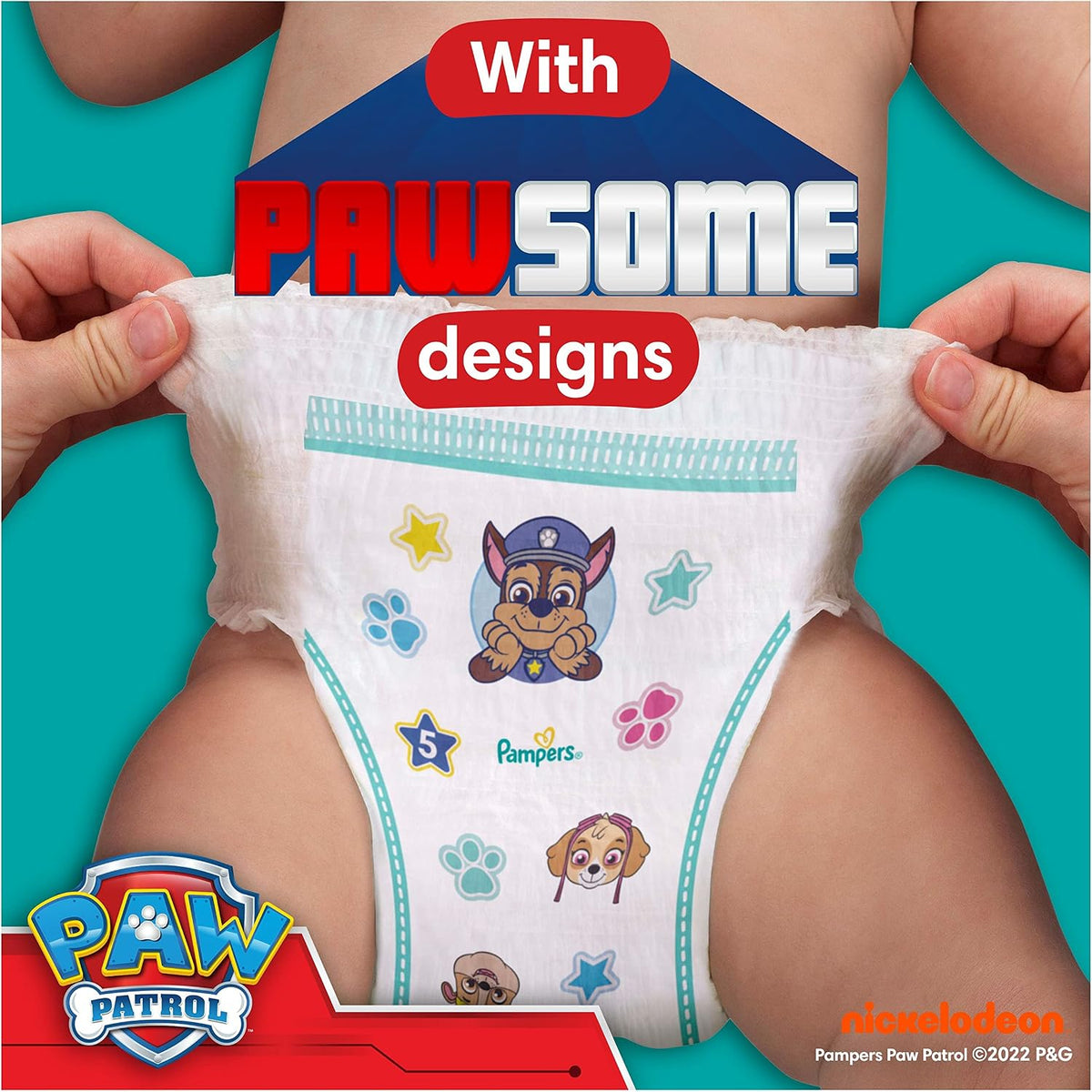 Pampers Baby-Dry Paw Patrol Nappy Pants Size 4 x180 Nappies | Pull-On Nappies Bulk Box