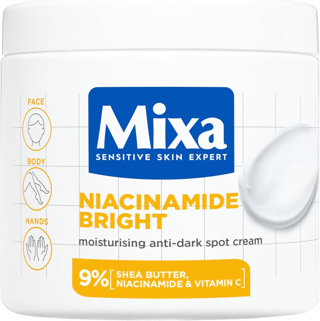 Mixa Niacinamide Bright Moisturising Cream 400ml | Brightening Dark Spot Care Face, Body & Hands