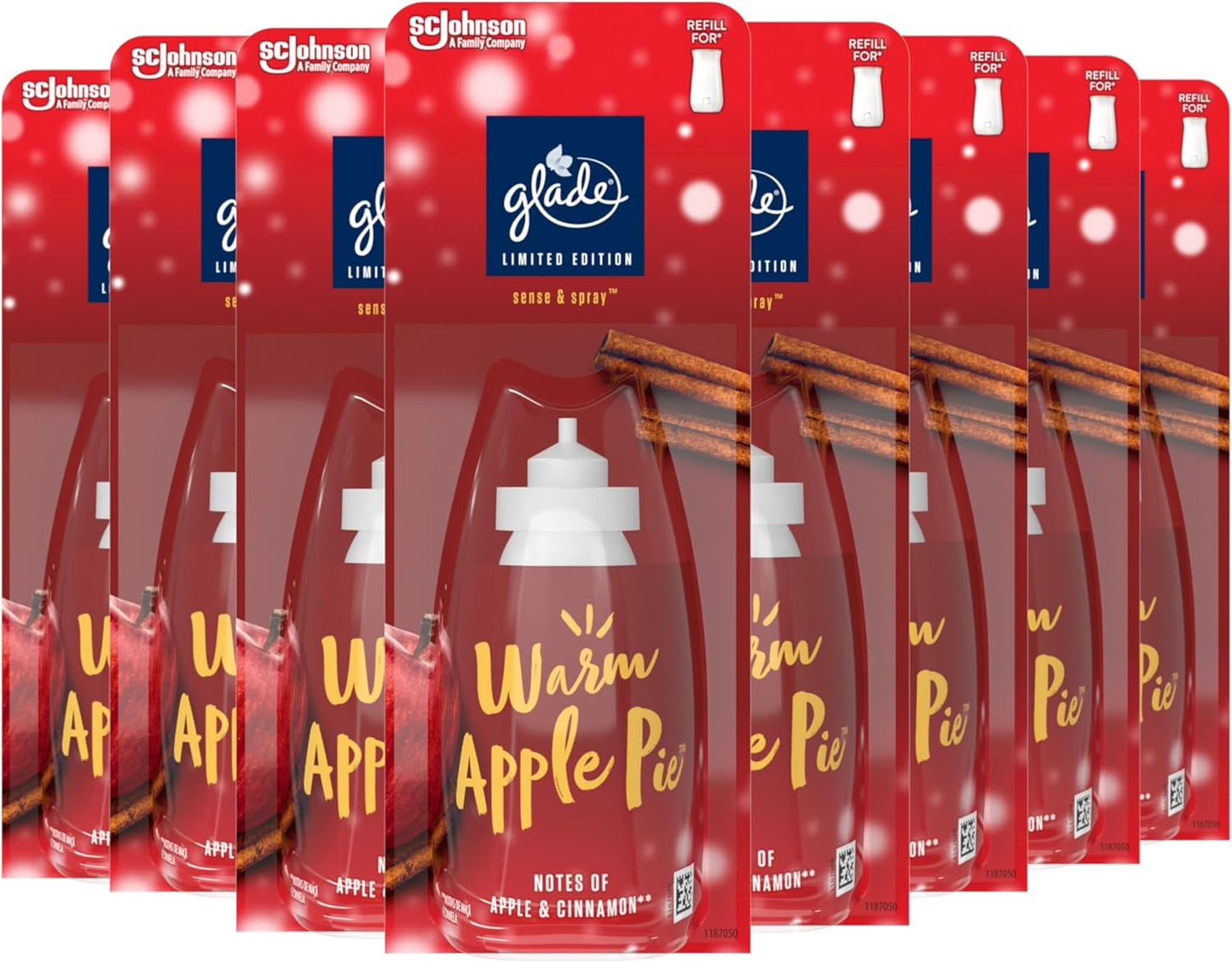 Glade Sense & Spray Air Freshener Refill Warm Apple Pie 8 x 18ml | Automatic Spray Refills