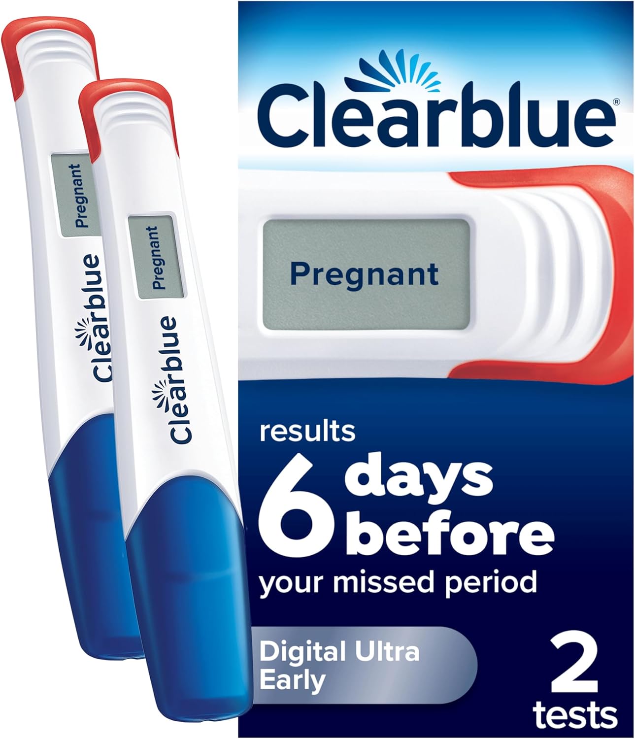 Clearblue Digital Ultra Early Pregnancy Test 2 Pack | Early Detection Digital Test