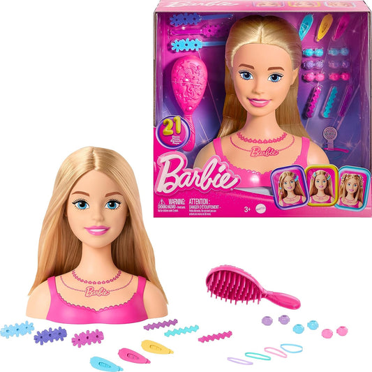 Barbie Doll Styling Head, Blonde Hair with 20 Colorful Accessories
