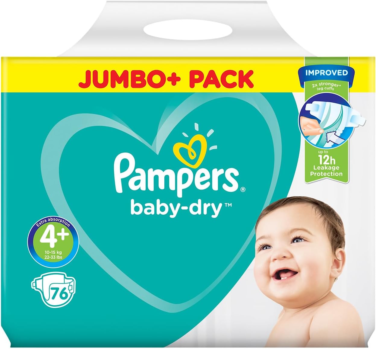 Pampers Size 4+ Baby-Dry Nappies, 76 Count
