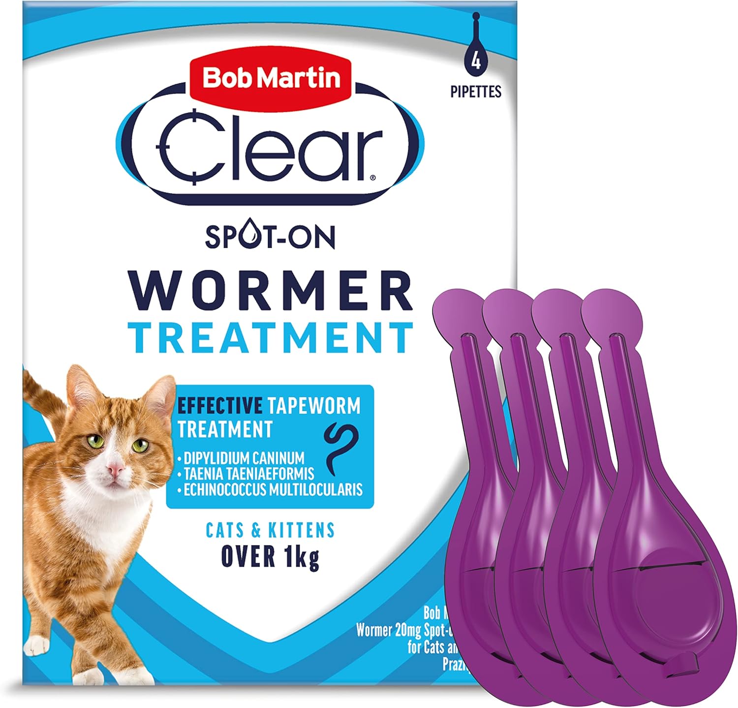 Bob Martin Clear Spot On Wormer for Cats & Kittens - 4 Tubes (Multi Cat Pack)