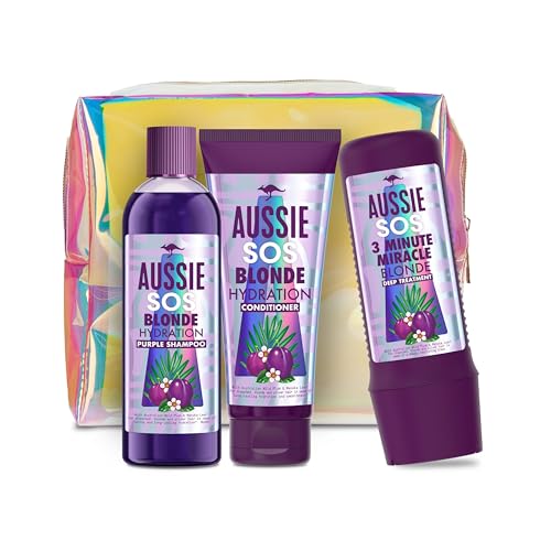 Aussie Blonde Gift Bag, Purple Shampoo and Conditioner Set + 3 Minute Miracle Hair Mask